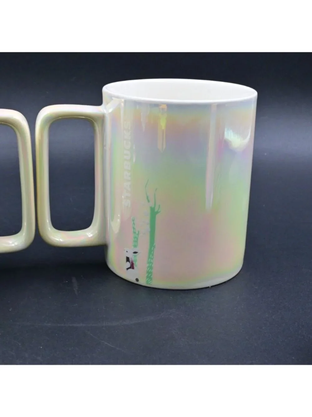 Starbucks Mug Set Holiday Red Fox & Iridescent Green Woodland Forest Coffee